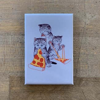 Magnet - Kitties Eating Pizza