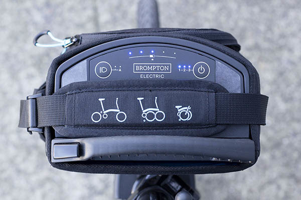 Brompton Electric battery inside battery bag