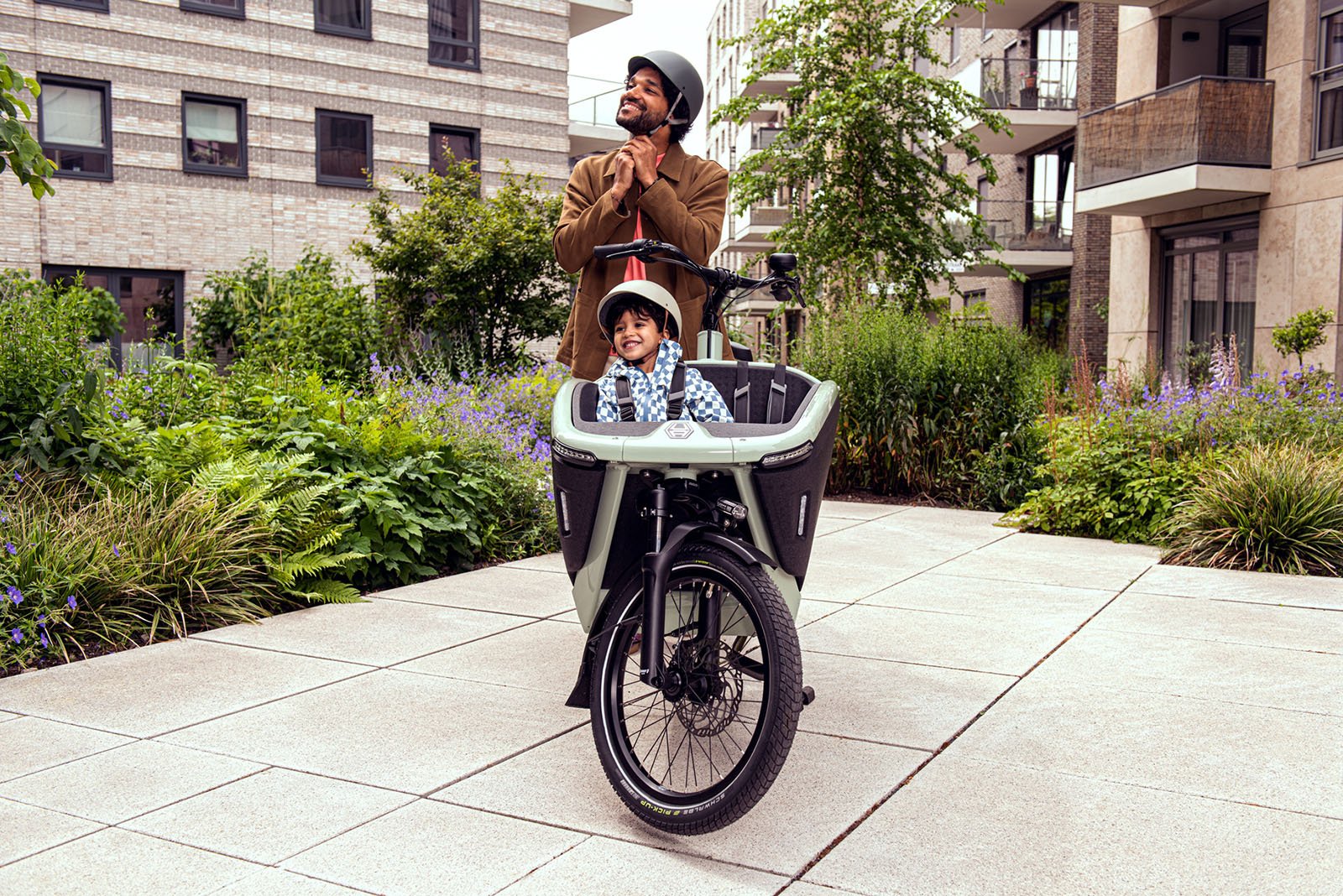 Family using an Urban Arrow Cargo Bike in Portland