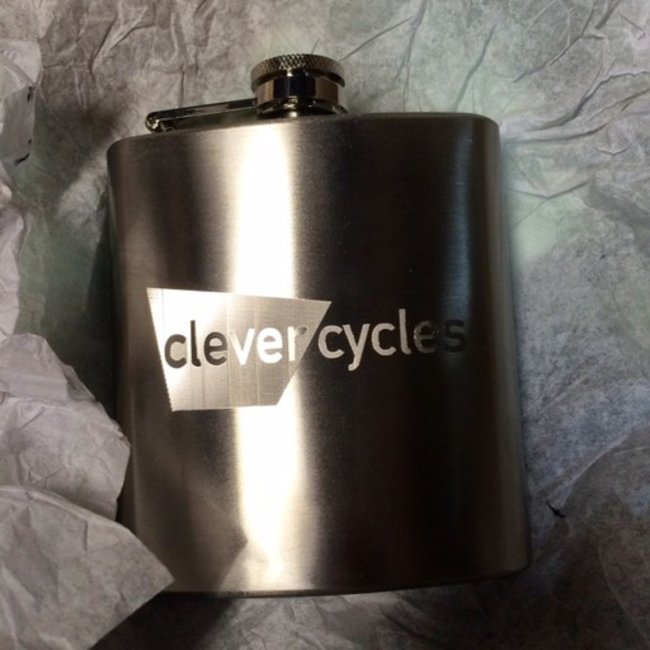 Clever Cycles 6oz engraved flask
