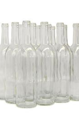 750mL CLEAR BORDEAUX FLAT BOTTOM WINE BOTTLES 12/CASE