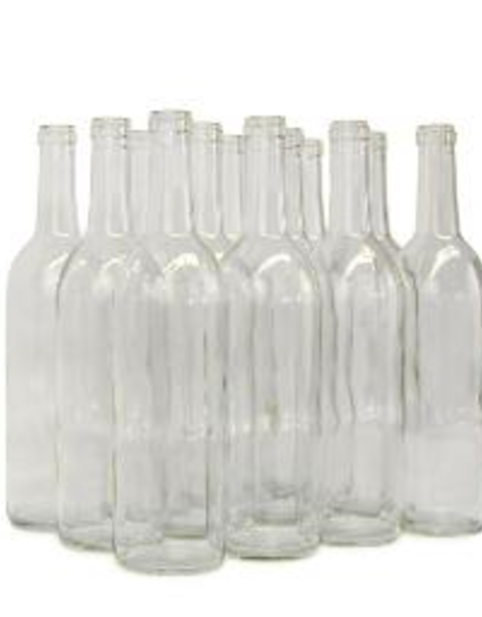 750mL CLEAR BORDEAUX FLAT BOTTOM WINE BOTTLES 12/CASE