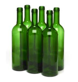 750mL CHAMPAGNE GREEN BORDEAUX FLAT BOTTOM WINE BOTTLE 12/CASE