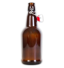 16 OZ AMBER FLIP-TOP BOTTLES WITH CAPS INCLUDED, 12/CASE