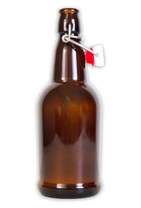 16 OZ AMBER FLIP-TOP BOTTLES WITH CAPS INCLUDED, 12/CASE