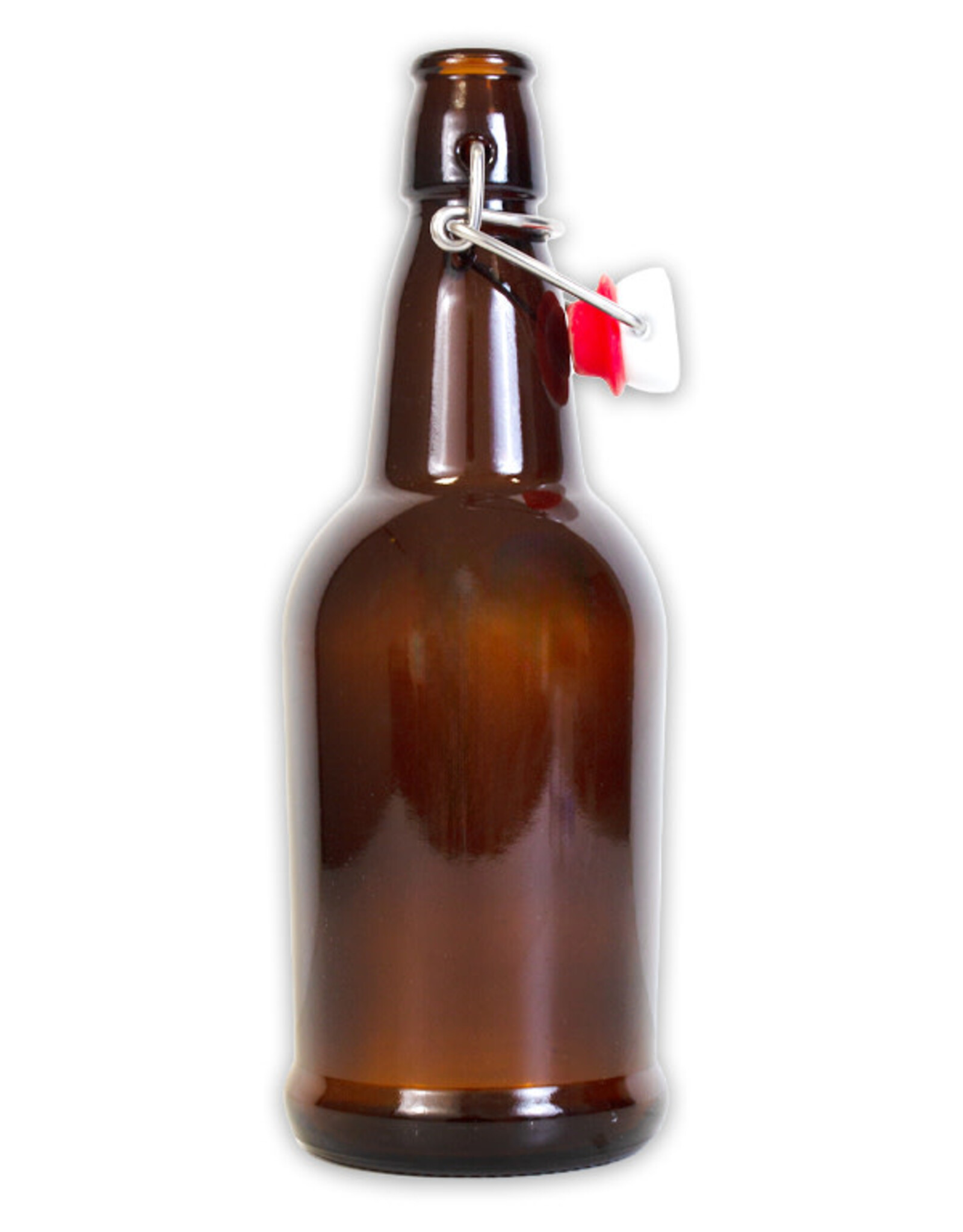 16 OZ AMBER FLIP-TOP BOTTLES WITH CAPS INCLUDED, 12/CASE