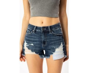 high rise ripped shorts