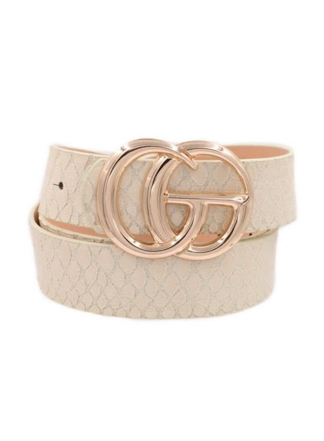 ANN WANNA BE GUCCI FAUX LEATHER SNAKE SKIN BELT 1 1/4" - The Crowned Bird