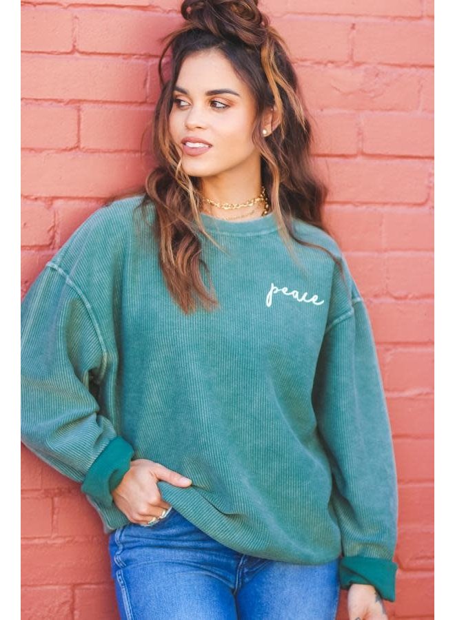 PEACE CORDED PULLOVER WITH STARS