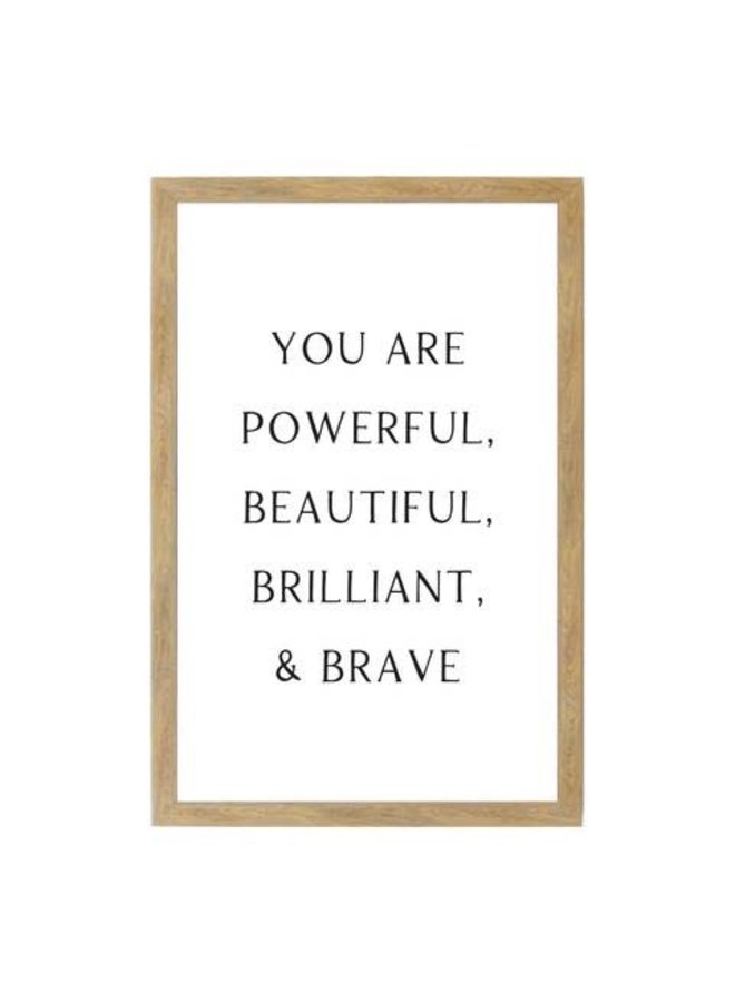 LARGE YOU ARE POWERFUL WALL ART RUSTIC BROWN 24X32