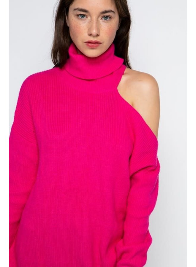 LINLEE HOT PINK TURTLENECK SWEATER WITH 