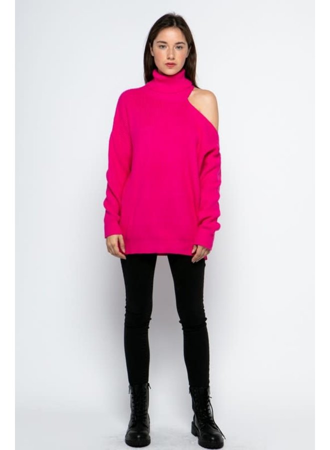 LINLEE HOT PINK TURTLENECK SWEATER WITH 