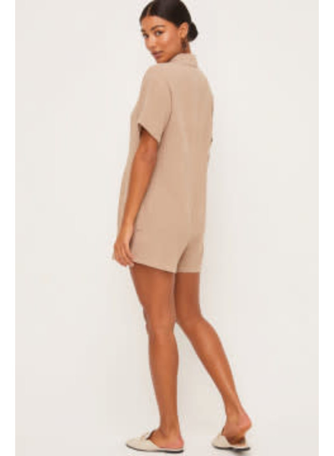 JOANN SHORT SLEEVE BUTTON UP ROMPER 