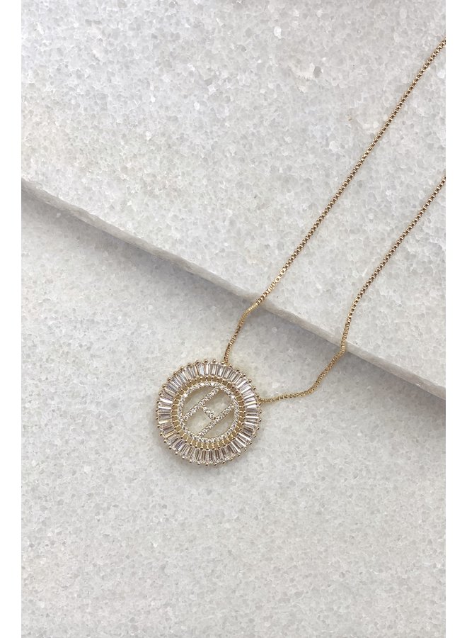 GOLD FILLED CIRCLE INTIAL NECKLACE