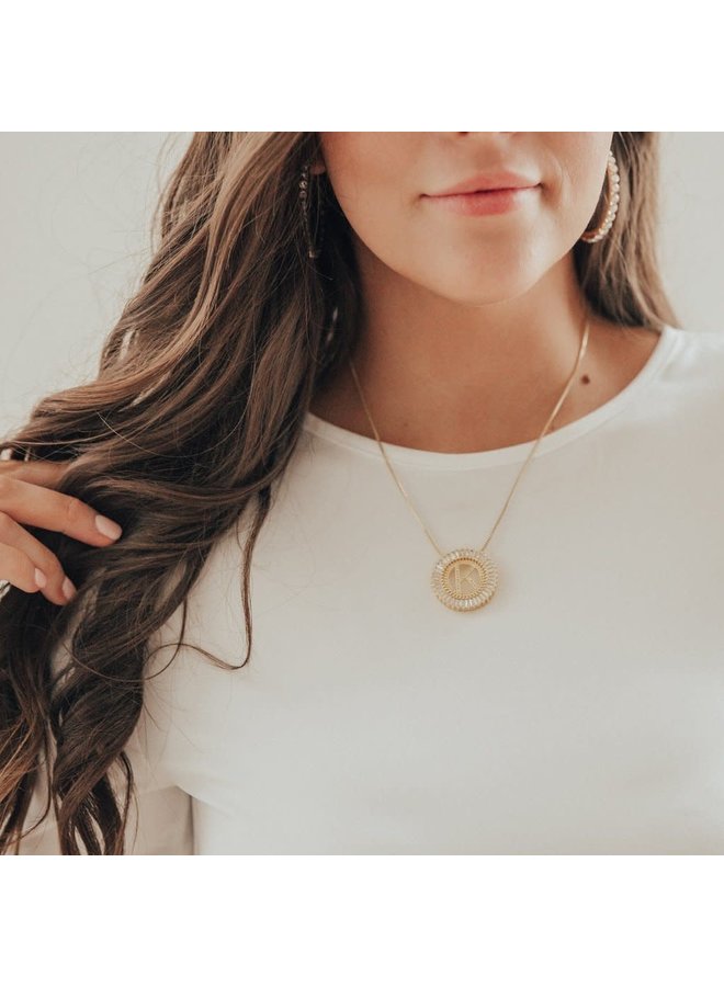 GOLD FILLED CIRCLE INTIAL NECKLACE