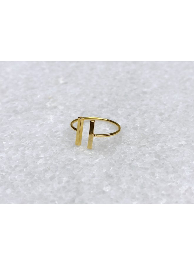 DOUBLE BAR RING 16K GOLD FILLED