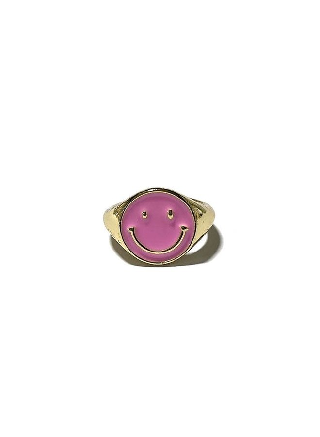 LILO GOLD SMILEY FACE RING