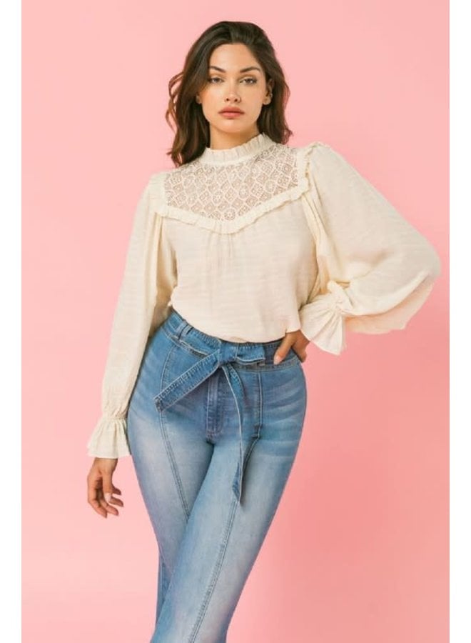 HoneyFashion- top with puff sleeves and square neckline