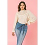 HANNAH MOCK NECK TOP W/ PUFF SLEEVES