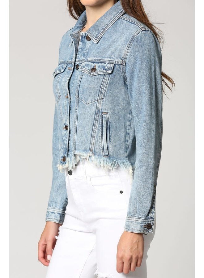 blue fitted denim jacket