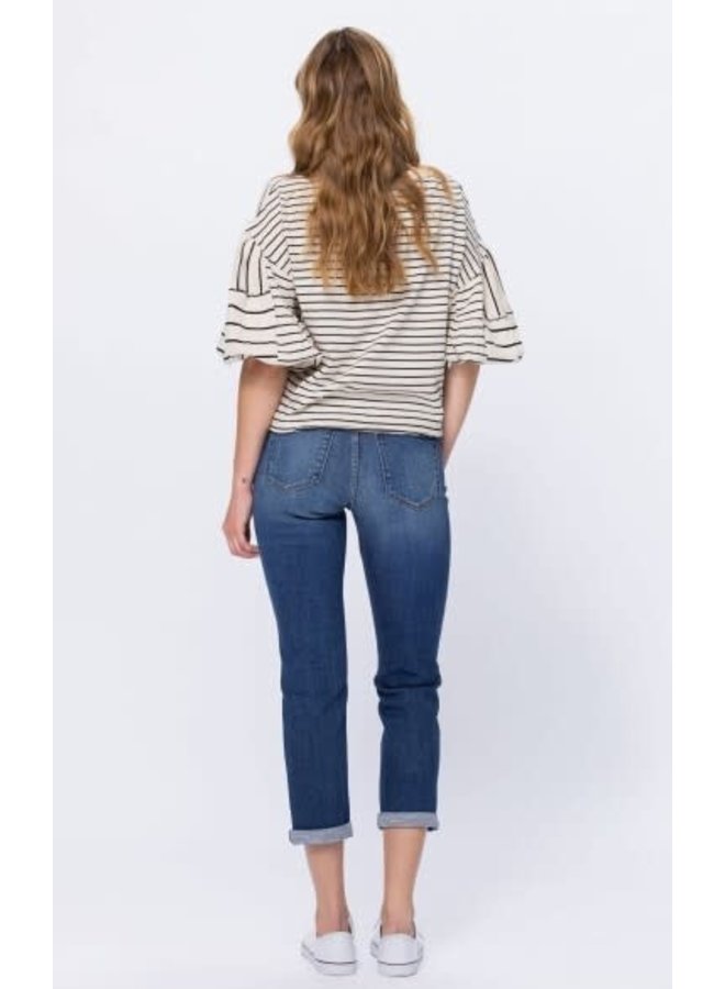 MELODY MID-RISE BOYFRIEND THERMAL PATCH JEANS