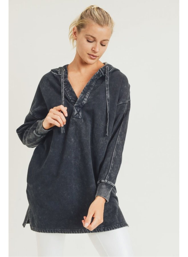 LINZEE LONGLINE MINERAL-WASHED PULLOVER