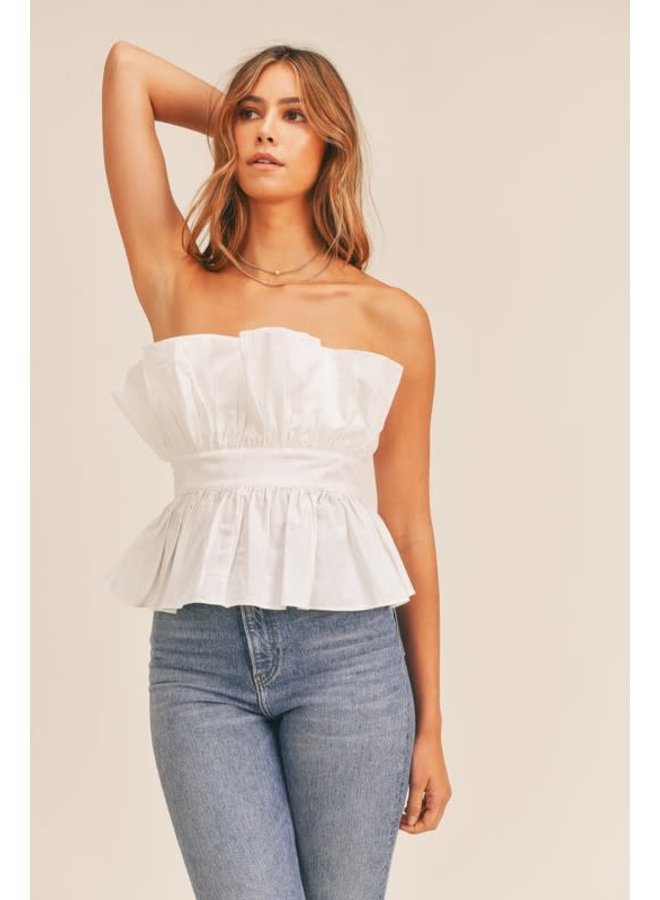 BROOKLYN POPLIN TUBE TOP WITH FITTED WAISTBAND