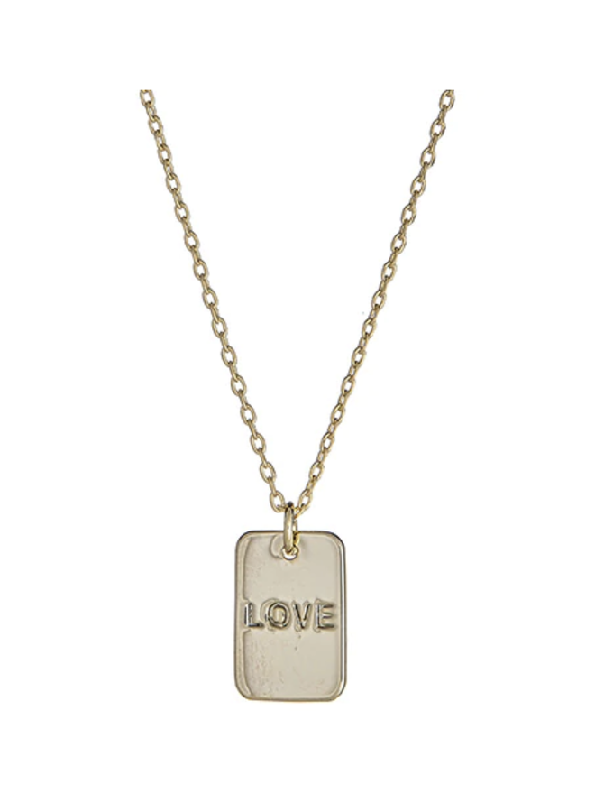 LOVE DOG TAG NECKLACE GOLD