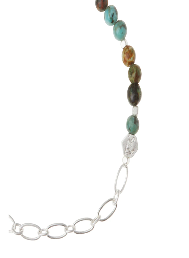 AFRICAN TURQUIOSE & SILVER - MINI FACETED STONE BRACELET W/ CHAIN