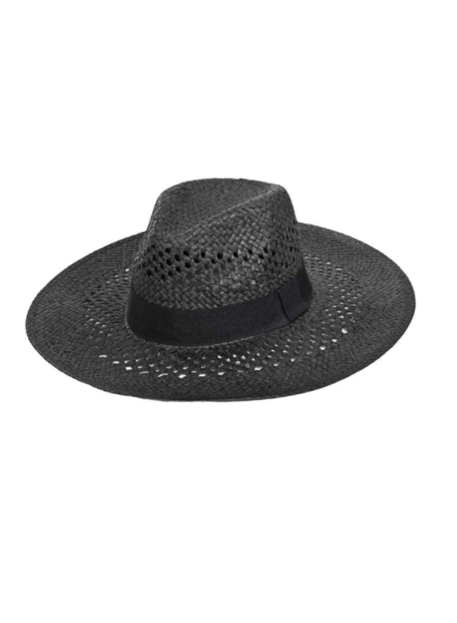 KISSA BLACK WICKER SUN HAT