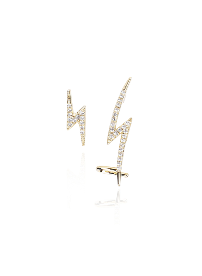 SKYLAR LIGHTING BOLT EAR CLIMBER 18K GOLD PLATED