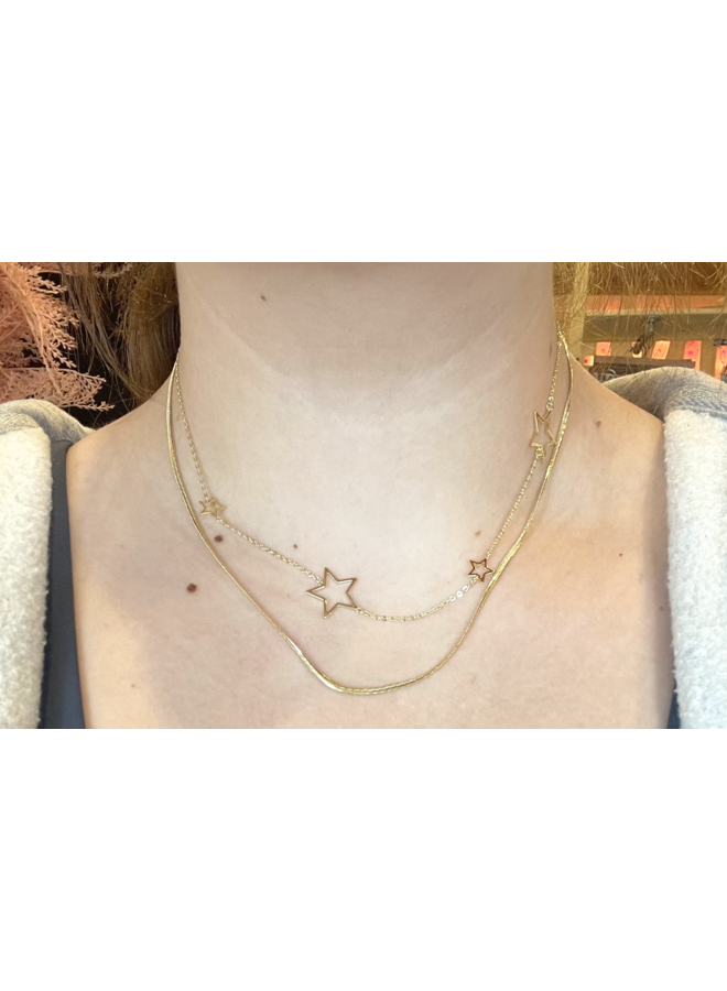 SIMONE TWIN STAR GOLD NECKLACE