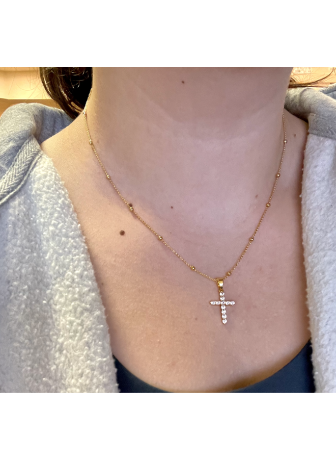 ERICA CROSS NECKLACE  - 14K GOLD FILLED