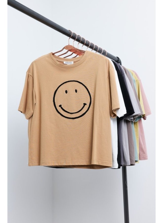 SMILEY FACE  EMBROIDERED TEE SHIRT