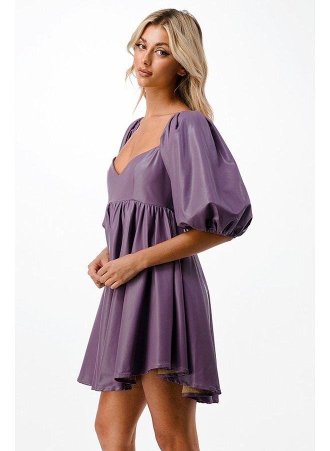 PRESLEY LEATHER MINI BABYDOLL DRESS The Crowned Bird