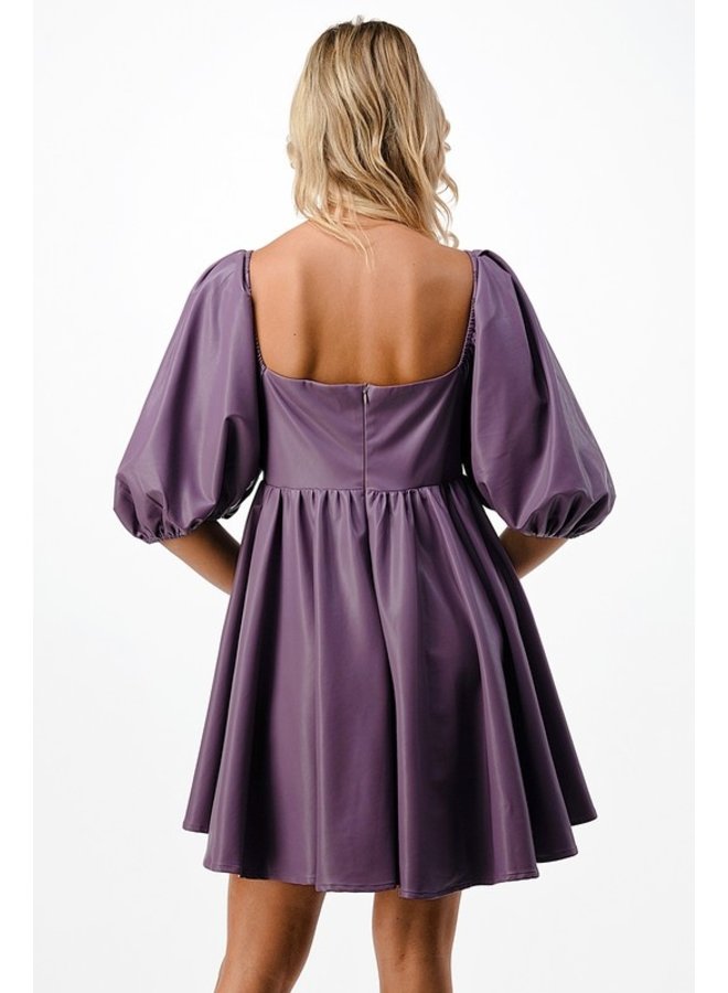 PRESLEY LEATHER MINI BABYDOLL DRESS The Crowned Bird