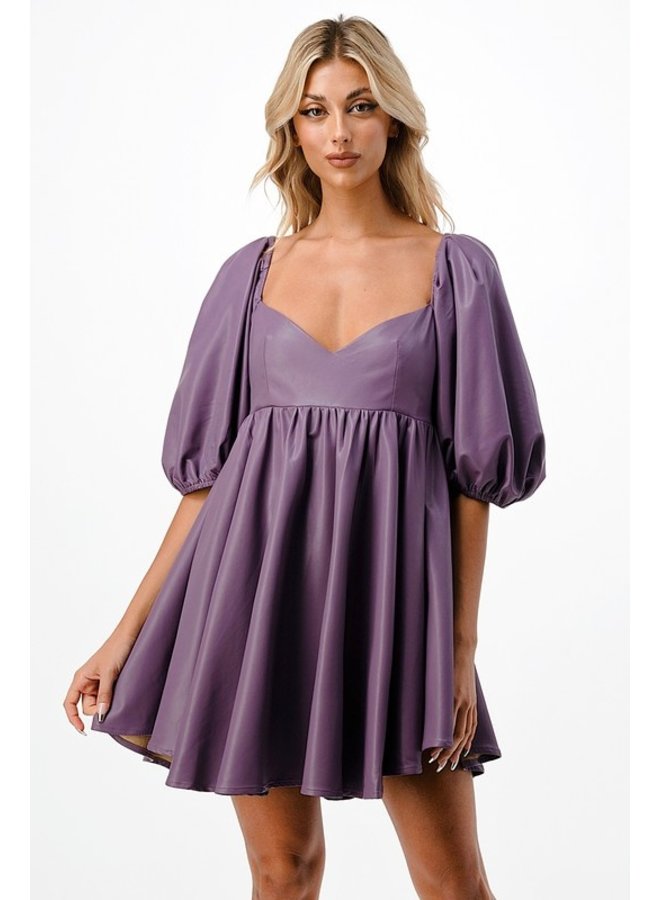 PRESLEY LEATHER MINI BABYDOLL DRESS The Crowned Bird