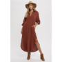 SARAH BUTTON UP MAXI SHIRT DRESS WITH POCKET