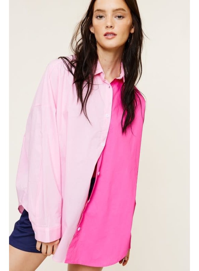 LILY COLORBLOCK BUTTON DOWN