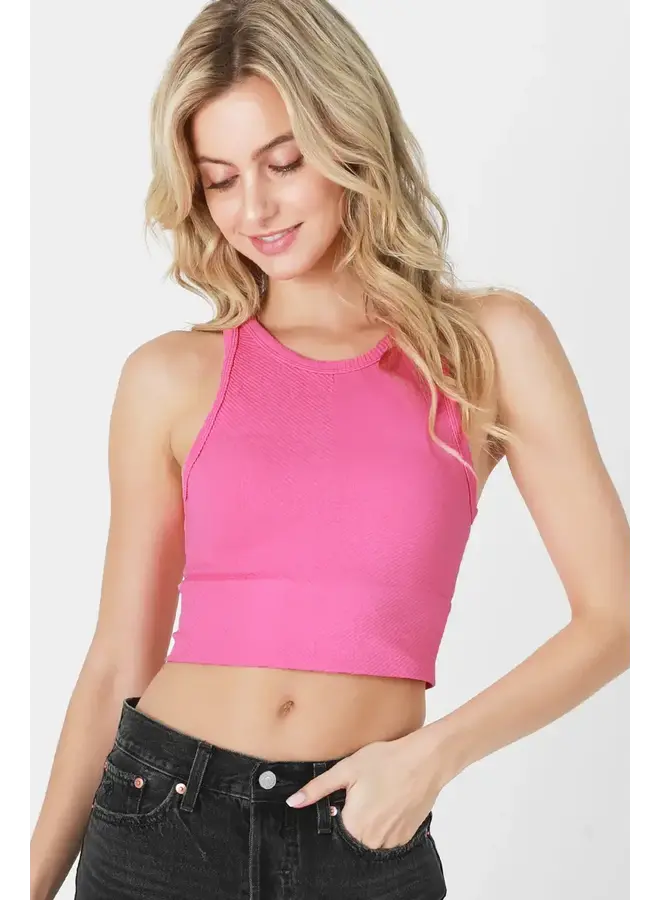 NIKI CHEVRON HIGH NECK CROP TOP