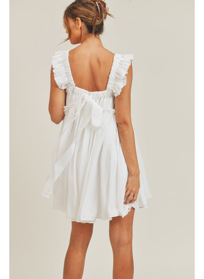 NORA SLEEVELESS RUFFLE DETAIL MINI DRESS