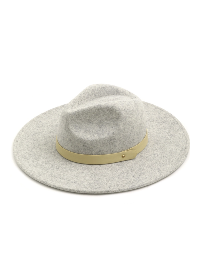 GREY FELT HAT W NUDE BAND