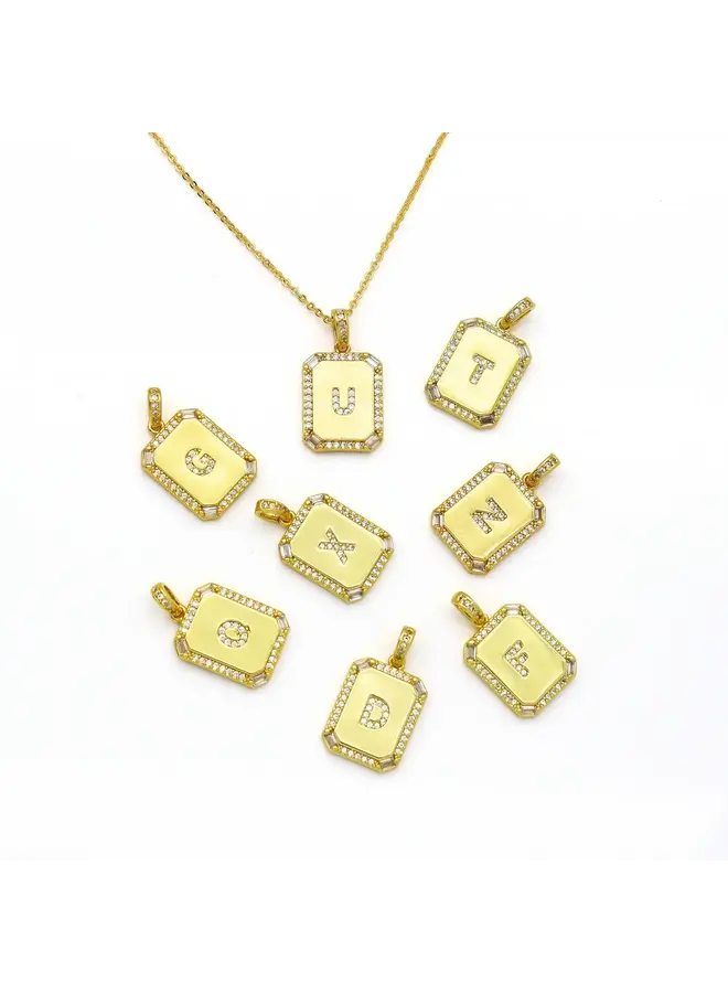 3K GOLD FILLED INITIAL TILE NECKLACE