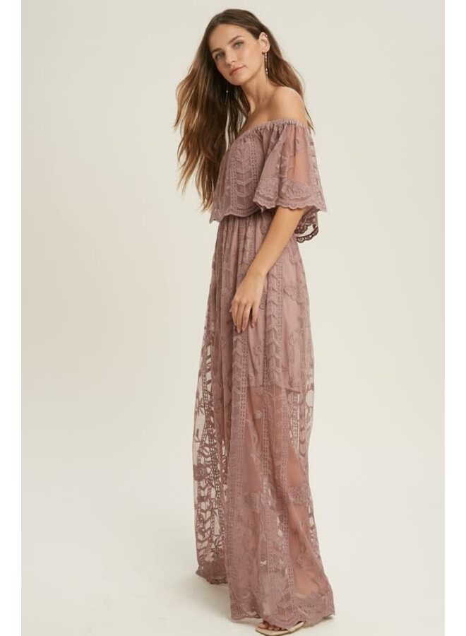 ANNE LACE OVERLAY MAXI DRESS