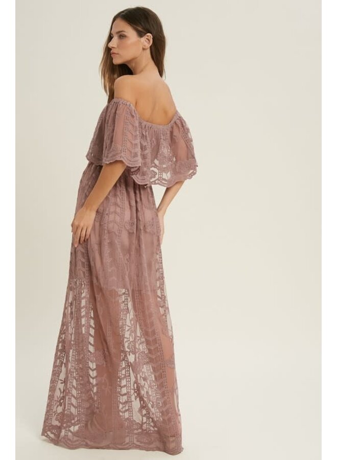 ANNE LACE OVERLAY MAXI DRESS