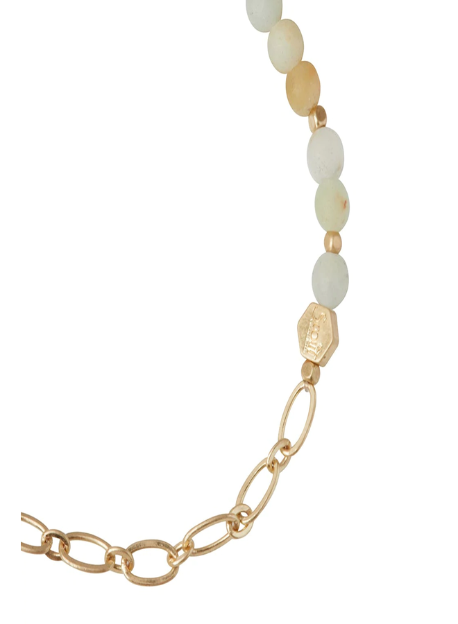 AMAZONITE & GOLD -  MINI FACETED STONE BRACELET W/ CHAIN