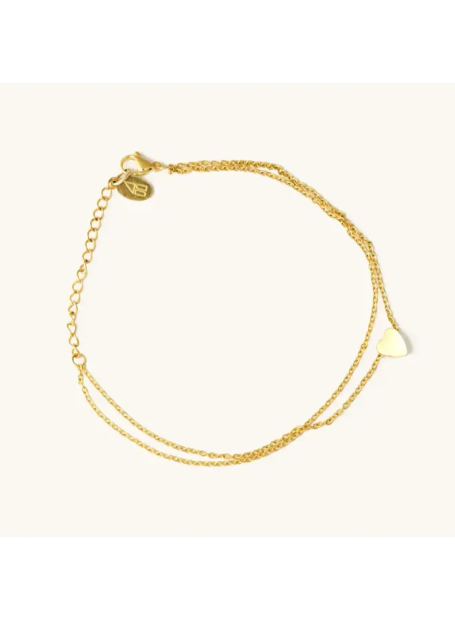 DOUBLE CHAIN HEART ANKLET