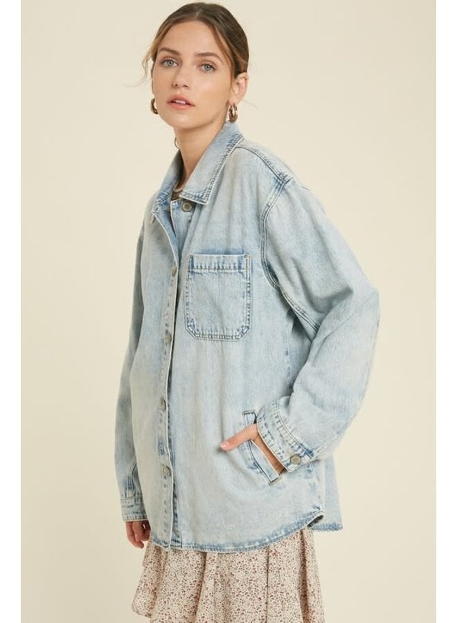 GEORGINA DENIM SHACKET WITH POCKETS