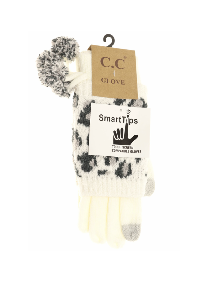 LEOPARD BOUCLE KNIT SCARF + BEANIE + GLOVES