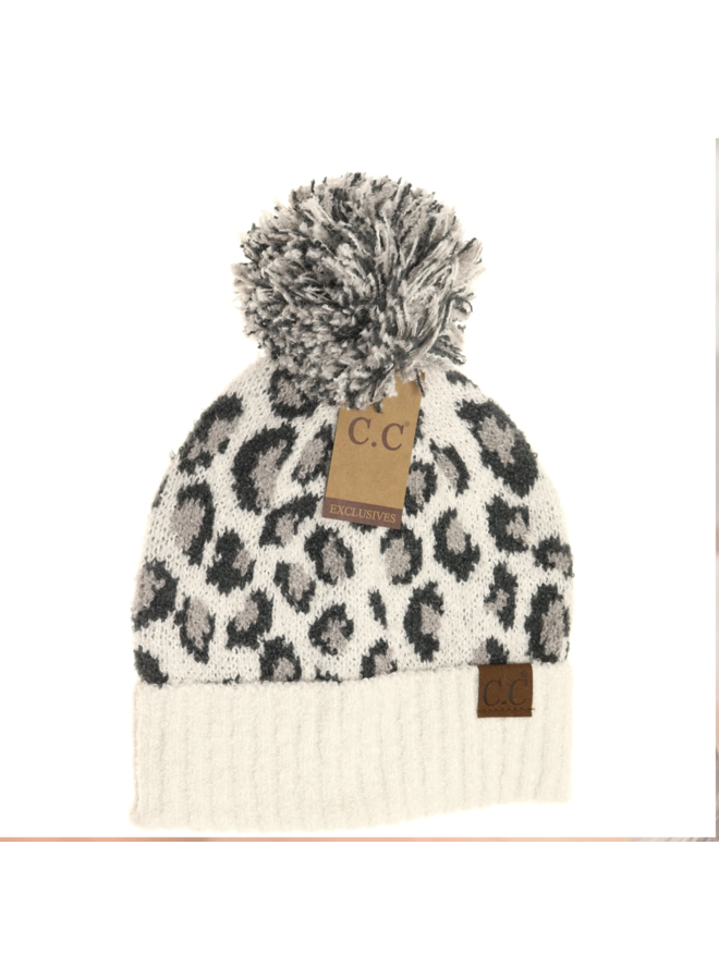 LEOPARD BOUCLE KNIT SCARF + BEANIE + GLOVES